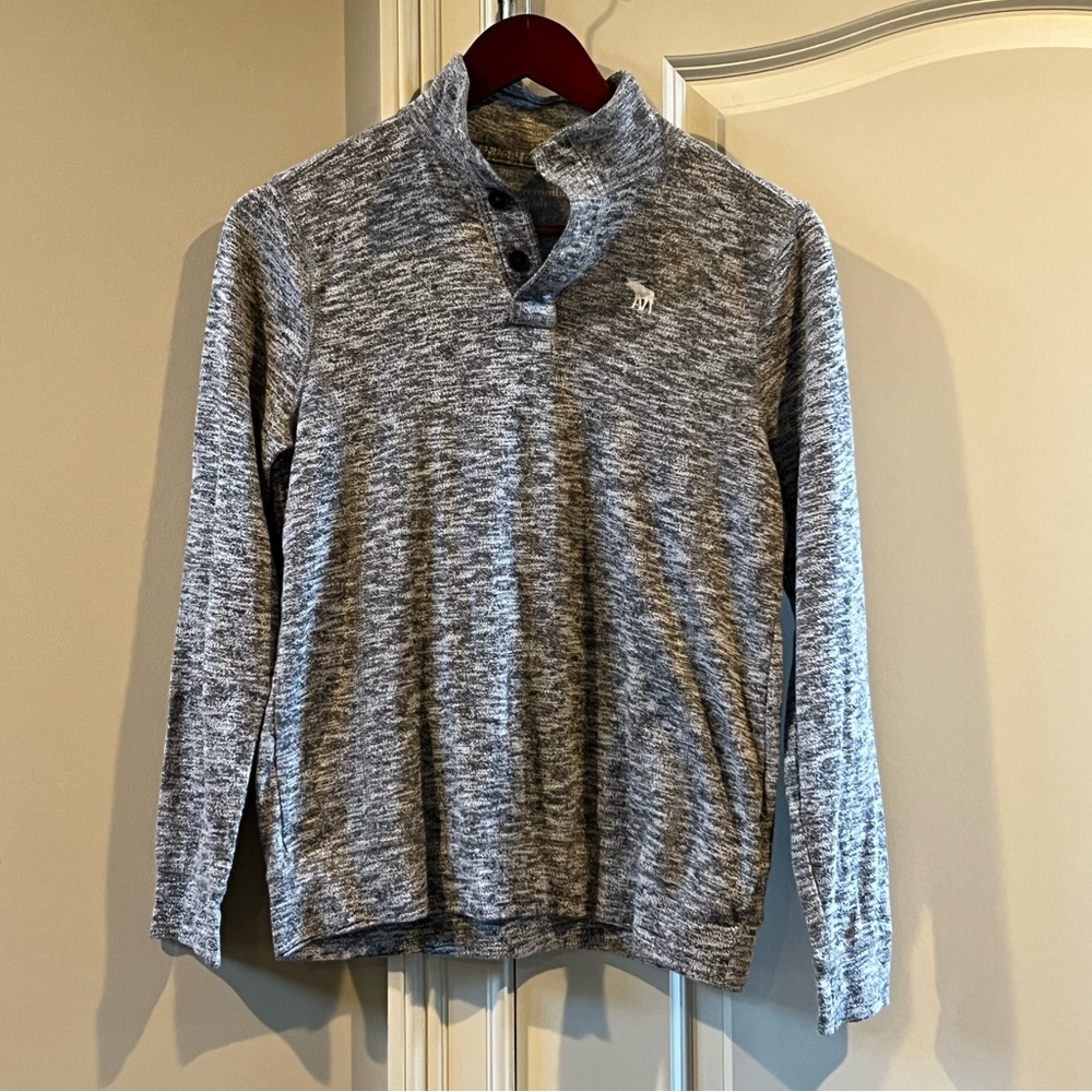Abercrombie Light Quarter Button Gray Pullover Boys 15/16